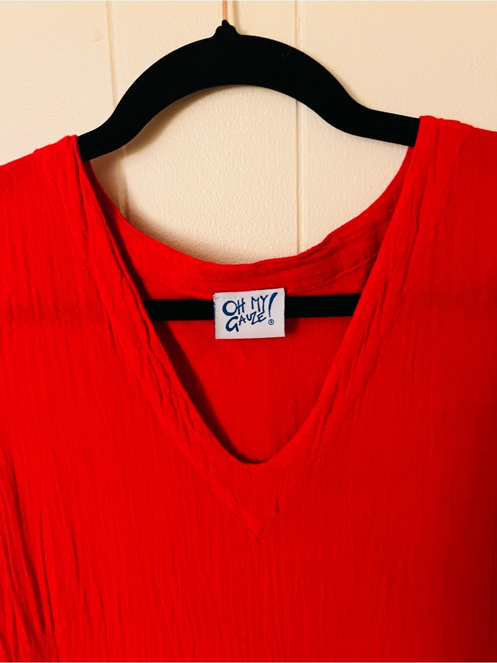 OH MY GAUZE! TABASCO COTTON GAUZE DRESS RUFFLE DETAIL IN CRIMSON SIZE 1 (S/M) - Picture 3 of 6